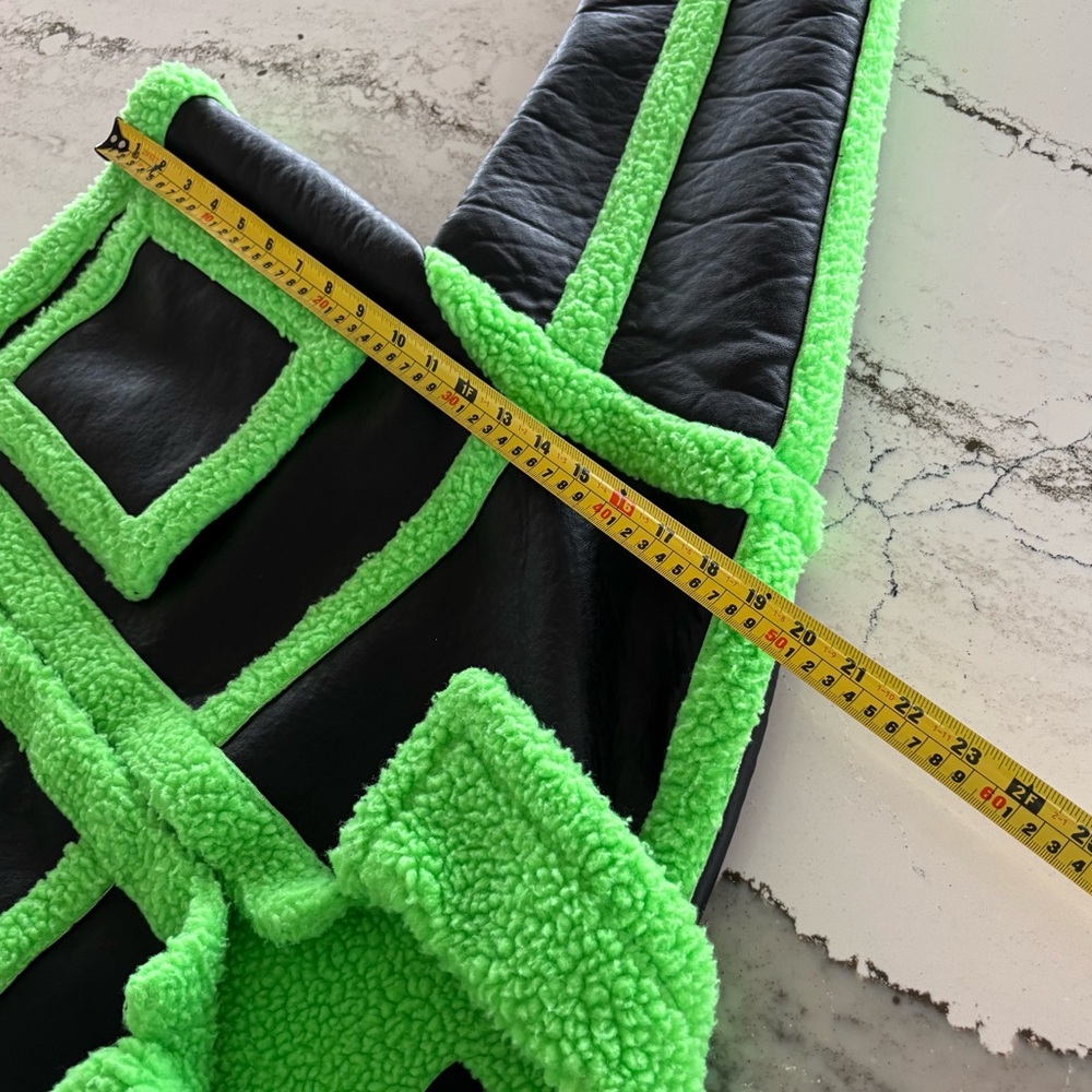 AKIRA Label La Vida Lime Crime Pleather Sherpa Coat Faux Leather Neon 💚 Size XL - Picture 15 of 16